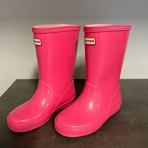 Hunter Kids First Classic Starcloud Glitter Rainboot Arcade Pink